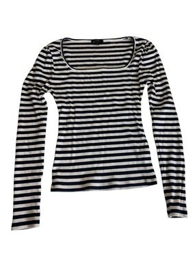 J. CREW Blue & White Striped Rib Knit Top Size S
